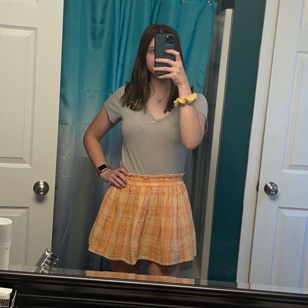 NWT American Eagle orange plaid skirt S
